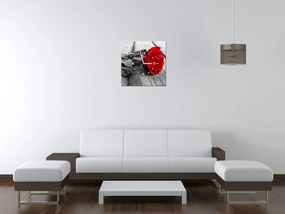Gario Obraz s hodinami Červená ruža Rozmery: 30 x 30 cm