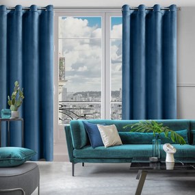 ZATEMŇOVACÍ ZÁVES NA KRÚŽKOCH ROSA 140X250 CM NÁMORNÍCKA MODRÁ