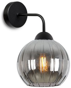 Nástenné svietidlo Costa, 1x grafitové sklenené tienidlo, b