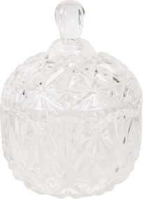 Dekorovaná sklenená dóza s vekom - Ø 13 * 19 cm