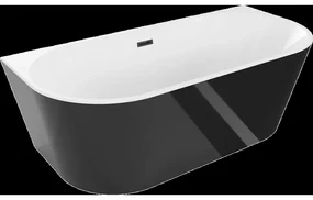 Mexen Oval vaňa voľne stojaca prižeďová 170 x 80 cm, biela/čierna, preliv čierny - 52671708075-70