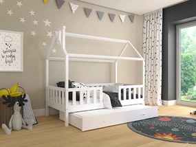 Detská posteľ domček Alfie 5 s prístelkou - 120 x 200 - biela