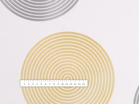 Biante Zamatové prestieranie na stôl Tamara TMR-023 Žlté a sivé designové kruhy na smotanovom 35x45 cm