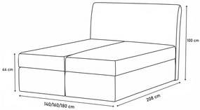 Manželská posteľ TOM vrátane matraca, 180x200, Dolaro 8 čierny/Siena sivý
