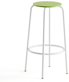 Barová stolička TIMMY, biely rám, zelený sedák, V 730 mm