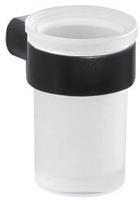 Gedy - Nástenný stojanček na zubné kefky PIRENEI mliečne sklo/čierna