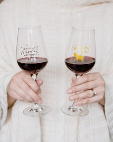 Bella Rose Pohár na víno Čakám na zlaté prasiatko + vianočná krabička SK