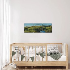 Obraz - Jazero v lesoch (s hodinami) (90x30 cm)