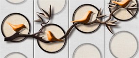 Umelecký obraz - Vtáčiky na vetve (120x50 cm)