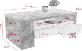 Sconto Konferenčný stolík BORIS betón/biela