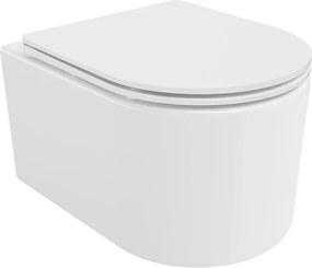 Mexen Sofia, závesná WC misa 490x360x355 mm, Rimless Tornádo + WC sedadlo z duroplastu, biela lesklá, 30540300T