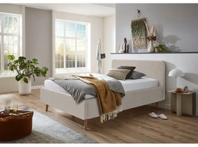 Béžová čalúnená dvojlôžková posteľ s úložným priestorom s roštom 140x200 cm Mattis – Meise Möbel