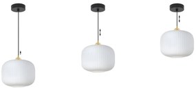 Závesné svietidlo Riffle 3, 1x biele sklenené tienidlo, b/g