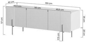 TV stolík Malmi 150 cm - čierny mat / zlatá