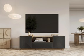 TV stolík Asha 167 cm s otvorenou policou - artisan / rivier stone mat