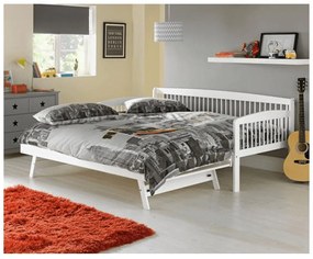 Tempo Kondela Detská rozkladacia posteľ s prístelkou, biela, masív, PEDREZA