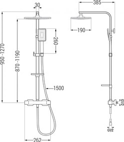 Mexen - CQ54 sprchový set s termostatickou batériou Cube, biela-chrómová, 772505495-21