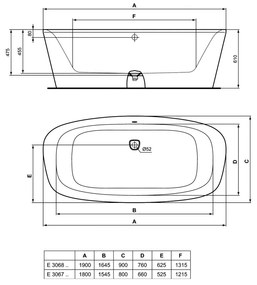 Ideal Standard Dea - Vaňa 1900x900 mm, voľne stojaca, s prepadom biela E306801