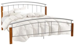 Kondela Manželská posteľ MIRELA, 140x200, drevo prírodné/strieborný kov