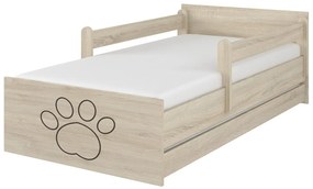 Raj posteli Detská posteľ " gravírovaná labka čivava " MAX  XL dub