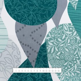 Biante Bavlnený behúň na stôl Sandra SA-444 Sivo-petrolejové kvapky s ornamentami 20x140 cm