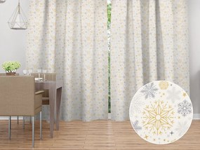 Biante Saténový záves LUP-505 Zlato-strieborné vločky na bielom 140x140 cm