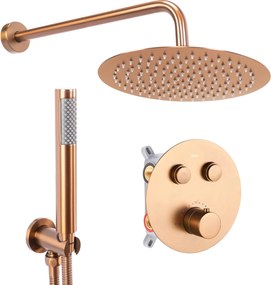 Rea Lungo, termostatický sprchový set pod omietku s dažďovou hlavovou a ručnou sprchou, medená matná, REA-P8808