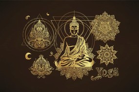 Tapeta zlatý meditujúci Budha - 150x100