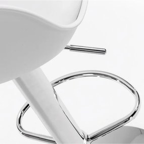 Otočná barová stolička ORION - biela ekologická koža, chromová podnož