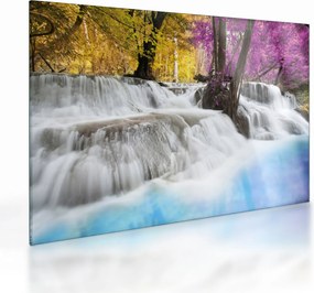 Sklenený obraz Erawan vodopádu v lese (70x50 cm)