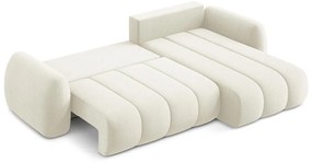 Béžová rozkladacia/s úložným priestorom rohová pohovka z textílie buklé (pravý roh/s leňoškou) Pele – Makamii