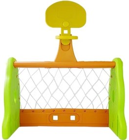 LEAN TOYS Detská basketbalovo-futbalová bránka zeleno-oranžová