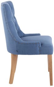 Jedálenská stolička Aberdeen - látka, drevené nohy antik svetlé - Modrá