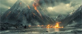 Obraz - Erupcia sopky (120x50 cm)