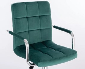 LuxuryForm Barová stolička VERONA VELUR na zlatom tanieri - zelená
