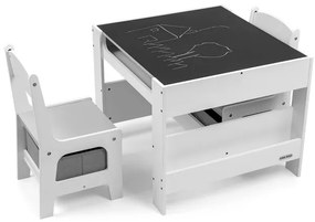 Detský stôl SVEN biely / čierny s dvomi stoličkami