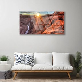 Skleneny obraz Slnko púšť krajina 100x50 cm