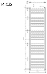 Mereo, Vykurovací rebrík 600x1330 mm, rovný, biely, stredové pripojenie, MER-MT12S