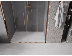 Mexen Velar Duo, posuvné dvere do otvoru 160x200 cm, 8mm číre sklo, ružové zlato, 871-160-000-02-60