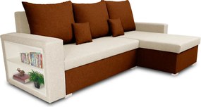 Rohová sedacia súprava s funkciou spania SAMI Krémová/svetlo hnedá