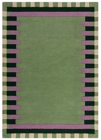 Zeleno-fialový ručne tkaný vlnený koberec 200x290 cm Kai Wool Border - Flair Rugs