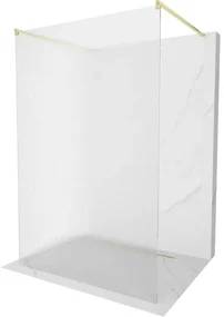Mexen Kioto, sprchová zástena Walk-In 100 x 200 cm, 8mm sklo s rebrovým vzorom, zlatý matný profil, 800-100-002-55-09