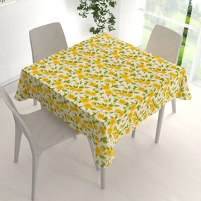 Biante Bavlnený štvorcový obrus Sandra SA-602 Slnečnice na bielom 140x140 cm