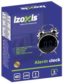 Izoxis 26337 Digitálne LED hodiny v štýle retro budíka, strieborné