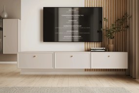 Závesný TV stolík Lorini 200 cm – kašmírová / zlaté úchytky G