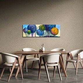 Obraz kopulovitých stromov, olejomaľba (s hodinami) (90x30 cm)