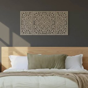 Drevená nástenná dekorácia trojdielna mandala do interiéru | SENTOP HDF0514-B