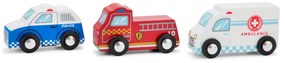 Súprava drevených mini záchranárskych vozidiel - 3 ks