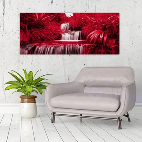 Obraz - Indonézske vodopády v červenej (120x50 cm)