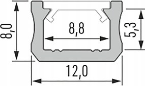 Tienidlo pre LED profil typu X, priehľadné, 2m, priehľadný kryt Lumines